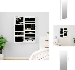 vidaXL Lustrzana szafka na biżuterię z oświetleniem LED do montażu na ścianie, biała - Lustro - Szafki łazienkowe vidaXL Lustrzana szafka na biżuterię z oświetleniem LED do montażu na ścianie, biała - Lustro - Szafki łazienkowe - miniaturka - grafika 1