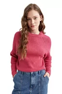 Swetry damskie - DeFacto Sweter normalny krój dla kobiet - sweter z golfem dla topów damski (fuksja, M), Fuchsia, M - miniaturka - grafika 1