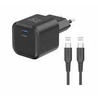 Ładowarki do telefonów - Ładowarka sieciowa Swissten GAN 1x USB-C 20W PD + Datový kabel USB-C/USB-C 1,2 M (22070130) Czarna - miniaturka - grafika 1