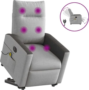 Podnoszony fotel masujący, elektryczny, rozkładany, szary - Fotele - miniaturka - grafika 1