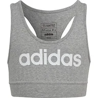 Koszulki i topy damskie - adidas Dziewczynki Essentials Linear Logo Cotton Bra Top, medium grey heather/white, 7-8 Years - miniaturka - grafika 1