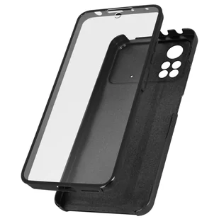 Etui 360° do Xiaomi Poco X4 Pro 5G z elastycznym przodem i sztywnym tyłem — czarne - Etui i futerały do telefonów - miniaturka - grafika 1