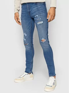 Spodnie męskie - Jack&Jones Jeansy Liam Original 12168958 Granatowy Skinny Fit - grafika 1