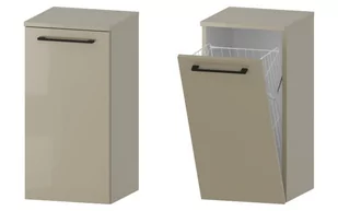 Słupek Łazienkowy RON 35 cm K - Cappuccino Wysoki Połysk - Uchwyty Czarne Matowe - Szafki łazienkowe - miniaturka - grafika 1