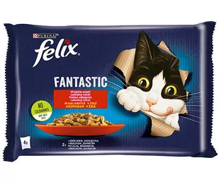 FELIX Wiejskie Smaki w galaretce z królikiem i jagnięciną 4x85g - Mokra karma dla kotów - miniaturka - grafika 1
