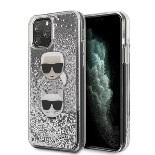 Karl Lagerfeld Etui Glitter Karl & Choupette iPhone 11 Pro, srebrne - Etui i futerały do telefonów Karl Lagerfeld Etui Glitter Karl & Choupette iPhone 11 Pro, srebrne - Etui i futerały do telefonów - miniaturka - grafika 1