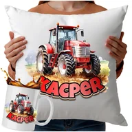 Gadżety dla niej i dla niego - Kubek Poduszka Traktory 330ml 40x40cm Z Napisem Prezent Dla Dziecka - miniaturka - grafika 1