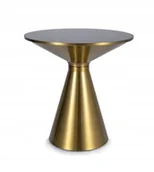 Ławy i stoliki kawowe - Stolik kawowy Seti okrągły szklany złoty czarny hartowany ława do salonu - miniaturka - grafika 1