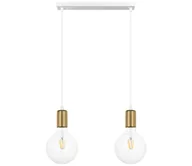 Lampy sufitowe - Żyrandol na lince MIROS 2xE27/60W/230V biały/złoty - miniaturka - grafika 1