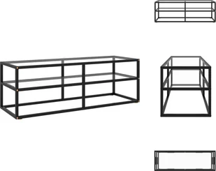 vidaXL Szafka pod TV czarna z hartowanym szkłem 120x40x40 cm - Meble TV - Szafki RTV - miniaturka - grafika 1