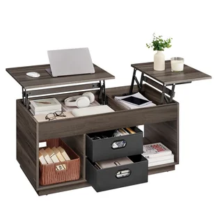 Brązowy stolik kawowy z rozkładanym blatem - Ławy i stoliki kawowe - miniaturka - grafika 1