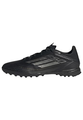 adidas Unisex F50 League Buty piłkarskie buty do gry w murawę, Rdzeń czarny żelazo ze złotem, 40 2/3 EU