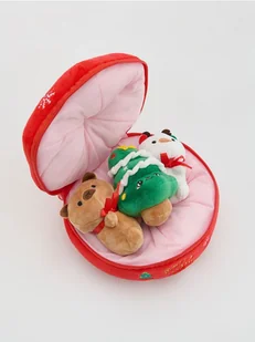 Reserved - Świąteczna poduszka z pluszakami - czerwony - Moda i Uroda OUTLET - miniaturka - grafika 1