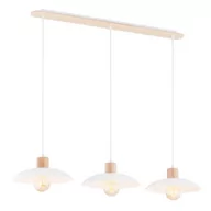 Lampy sufitowe - Kobe lampa wisząca 3xE27 biała/jasne drewno 1319/3 - miniaturka - grafika 1