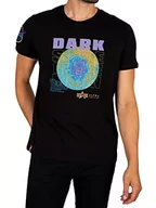 Koszulki męskie - ALPHA INDUSTRIES Dark Side koszulka męska koszulka (1 opakowanie), czarny/neonfioletowy, L - miniaturka - grafika 1