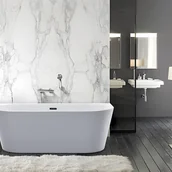 Wanny - VENTE-UNIQUE Wanna wolnostojąca przyścienna– DIVINA – 200 l – 150 × 75 × 58 cm – kolor biały - miniaturka - grafika 1