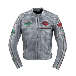 W-TEC Męska skórzana kurtka motocyklowa W-TEC Sheawen Waxed Grey - szara, Szary, 4XL 22013-4XL - Odzież motocyklowa - miniaturka - grafika 1