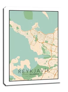 Reykjavik mapa kolorowa - obraz na płótnie Wymiar do wyboru: 60x80 cm - Obrazy i zdjęcia na płótnie - miniaturka - grafika 1