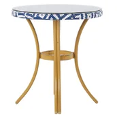 Stoły ogrodowe - Beliani Okrągły Stół Ogrodowy 70 Cm Wzór Niebiesko-biały Rifreddo - miniaturka - grafika 1