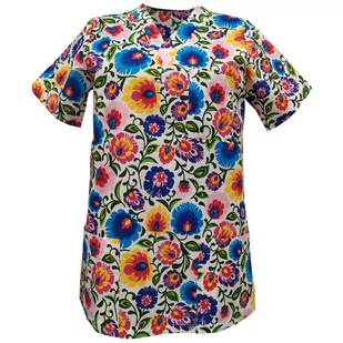 Bluza medyczna damska fartuch kolorowy wzorek 1222 XL - Odzież robocza - miniaturka - grafika 1