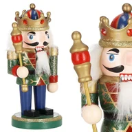 Ozdoby bożonarodzeniowe - Dziadek do orzechów 15,5 cm z batutą, drewniany żołnierzyk multikolor, figurka świąteczna - miniaturka - grafika 1