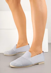 Szare Mokasyny z Elastyczną Cholewką Zdobione Perforacją Itelliria - Mokasyny damskie - miniaturka - grafika 1