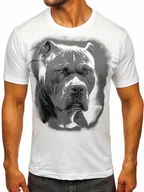 Koszulki męskie - Biały bawełniany t-shirt męski z nadrukiem Denley 5067 - miniaturka - grafika 1