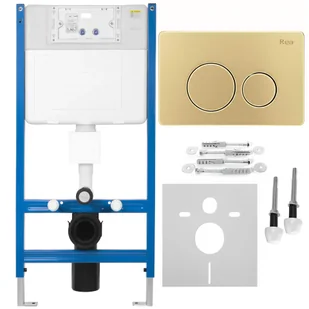 Rea Stelaż zestaw podtynkowy K011A-Q do mis WC z przyciskiem I Złoty Szczotkowany - Stelaże i zestawy podtynkowe do WC Rea Stelaż zestaw podtynkowy K011A-Q do mis WC z przyciskiem I Złoty Szczotkowany - Stelaże i zestawy podtynkowe do WC - miniaturka - grafika 1