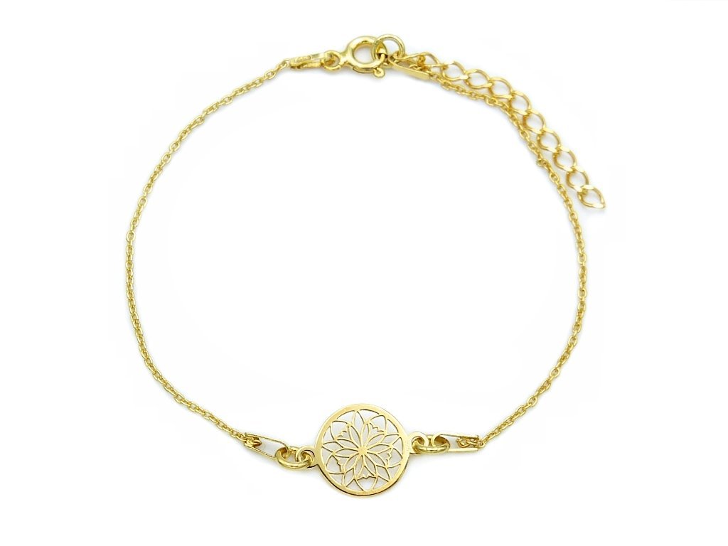 Pozłacana bransoletka ażur rozetka