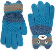 Rękawiczki dla dzieci - Rękawiczki dziecięce Winter Teddy dla dzieci w wieku 4-9l Niebieski - miniaturka - grafika 1