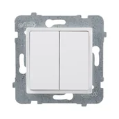 Gniazdka elektryczne - Berker podwójny schodowy Polmark Tarnów Rosa biały - miniaturka - grafika 1