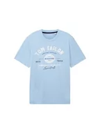 Koszulki męskie - T-shirt męski TOM TAILOR z nadrukiem logo wykonany z bawełny, 32245-wyblakły średni niebieski, XXL - miniaturka - grafika 1