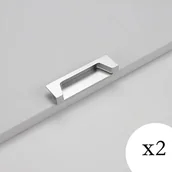 Zawiasy, okucia i inne akcesoria - Zestaw 2 ukrytych uchwytów do szafek, wpuszczane gałki do drzwi ułatwiające montaż mebli, rozstaw otworów 96 mm, kolor srebrny - miniaturka - grafika 1