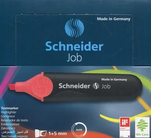 Schneider Textmarker Job 150, odporna na światło, wielokrotnego napełniania, z klipsem, czerwony 1502 - Zakreślacze - miniaturka - grafika 2