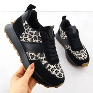Półbuty damskie - Skórzane sneakersy na platformie w panterkę czarne Vinceza 66793 - miniaturka - grafika 1