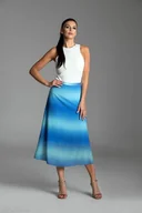 Spódnice - Długa letnia spódnica trapezowa w kolorze błękitno-turkusowym - ombre - miniaturka - grafika 1