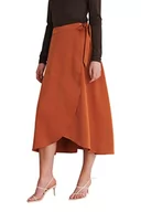 Spódnice - NA-KD Damska nakładająca się satynowa spódnica, pomarańczowy, 36 PL - miniaturka - grafika 1