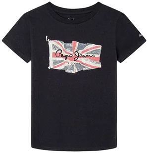 Pepe Jeans Damska koszulka z logo Jr S/S N, czarny (czarny), 8 Jahre - Koszulki i topy damskie - miniaturka - grafika 1