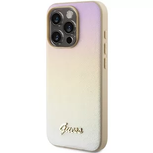 Etui Guess GUHCP15LPSAIRSD Apple iPhone 15 Pro hardcase Saffiano Iridescent Script złoty/gold - Etui i futerały do telefonów - miniaturka - grafika 3