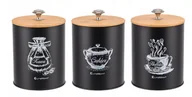 Herbata - Pojemniki Kawa Herbata Cukier Zestaw Komplet 3szt Czarne - miniaturka - grafika 1