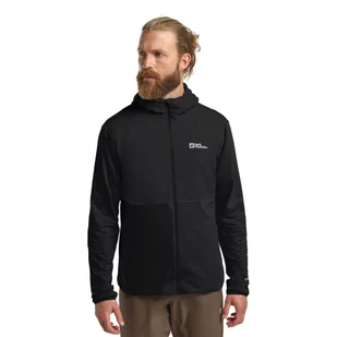 Męski polar z kapturem Jack Wolfskin PRELIGHT TRAIL HOODY M black - L - Kurtki męskie - miniaturka - grafika 1