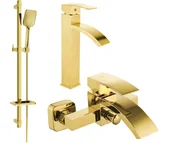 Zestawy baterii łazienkowych - Mexen Libra DQ62 zestaw wannowy, złoty - 745113DQ62-50 - miniaturka - grafika 1
