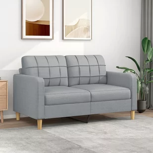 Sofa 2-osobowa, jasnoszara, 140 cm, tapicerowana tkaniną Lumarko! - Sofy i kanapy - miniaturka - grafika 1