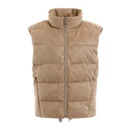 Kamizelki damskie - Damska Kamizelka pikowana GUESS JOLE SUEDE PUFFER VEST W3YN38WFIY0-A10L – Beżowy - miniaturka - grafika 1