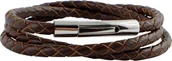 Naszyjniki męskie - Skórzany naszyjnik męski 4 mm brązowy o długości 17-100 cm z zapięciem dźwigniowym srebrny pleciony, długość: 65 centymetrów - miniaturka - grafika 1