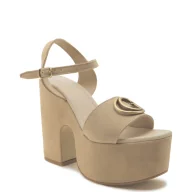 Sandały damskie - Guess Sandały na słupku CLODY | zamsz - miniaturka - grafika 1