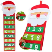 Ozdoby bożonarodzeniowe - KALENDARZ ADWENTOWY Wiszący Mikołaj 24 kieszonki Na Prezenty Filcowy D886 - miniaturka - grafika 1