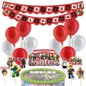 Balony i akcesoria - DUŻY ZESTAW URODZINOWY ROBLOX BALONY TOPPERY GIRLANDA NA IMPREZE 47EL - miniaturka - grafika 1