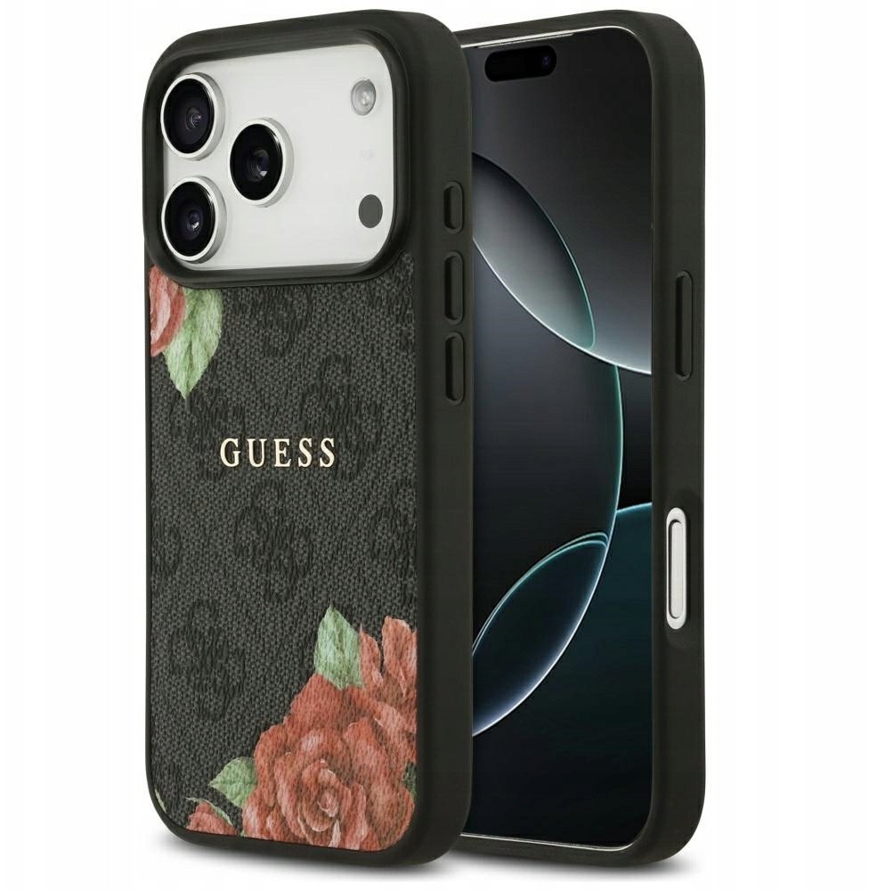 Etui Guess 4G Flowers Print MagSafe do iPhone 17 Pro Max czarny