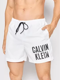 Kąpielówki męskie - Calvin Klein Swimwear Szorty kąpielowe Medium KM0KM00701 Biały Regular Fit - grafika 1